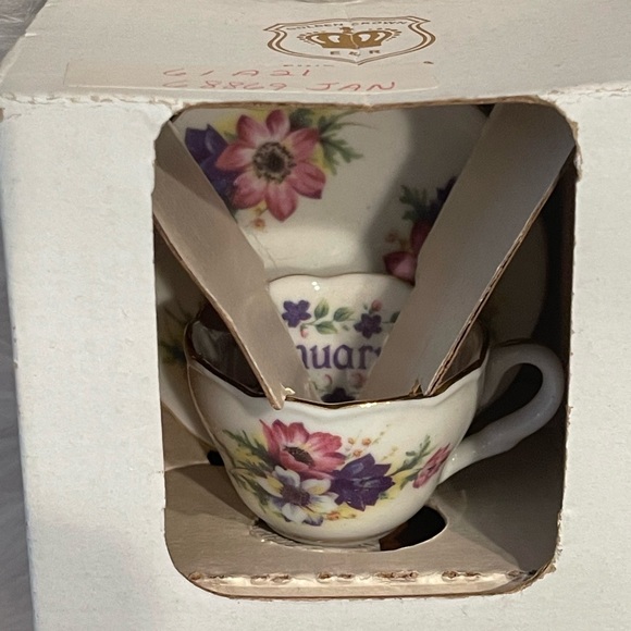 NWOT January Birthday/Anniversary miniature tea cup and saucer - Picture 6 of 12